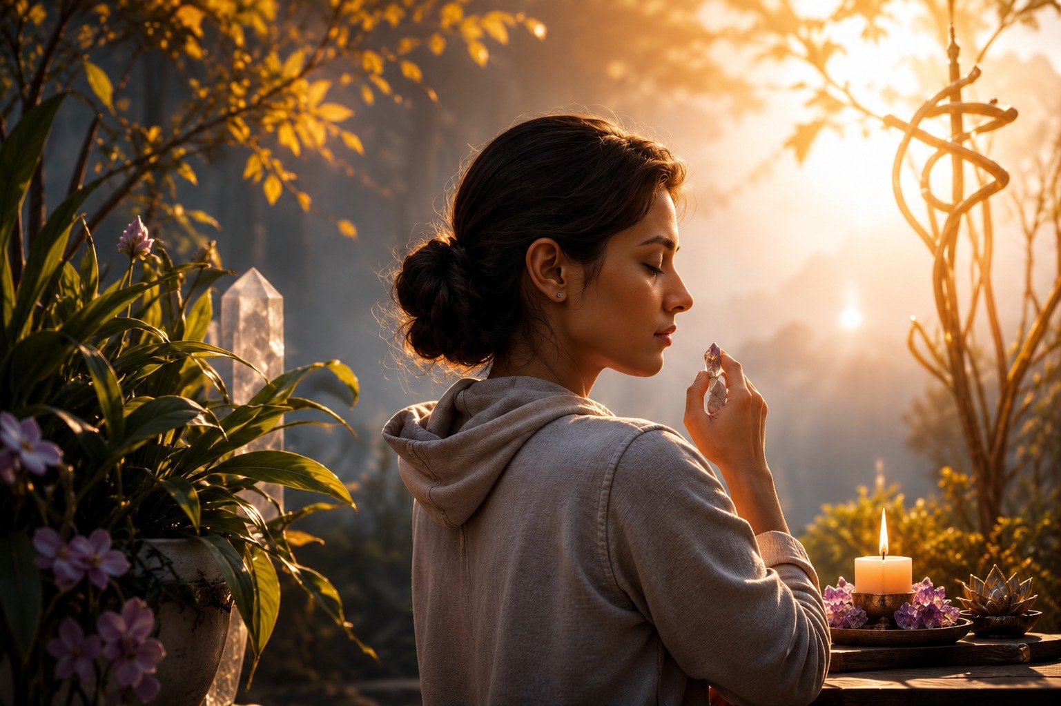 A quiet moment of reflection in a garden